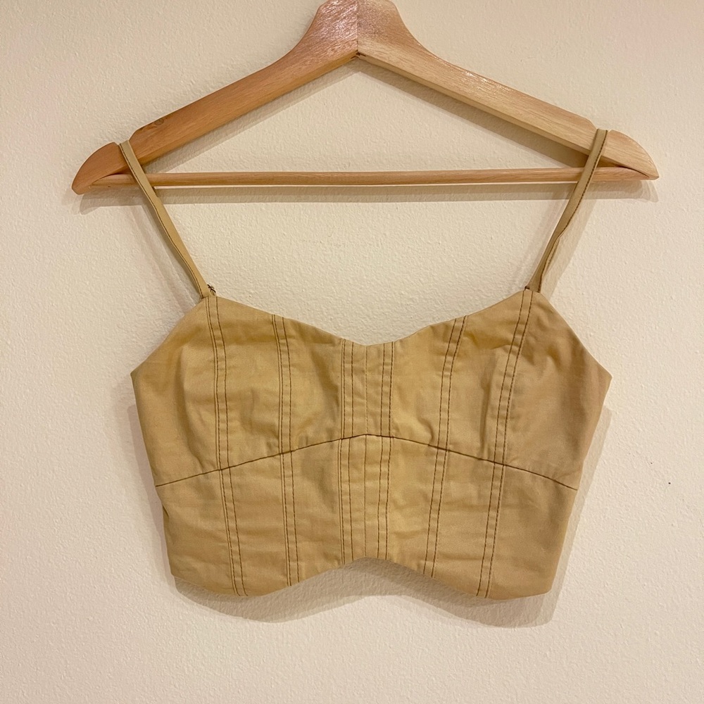 Tigers Mist Cropped Corset Bralette Tan XS